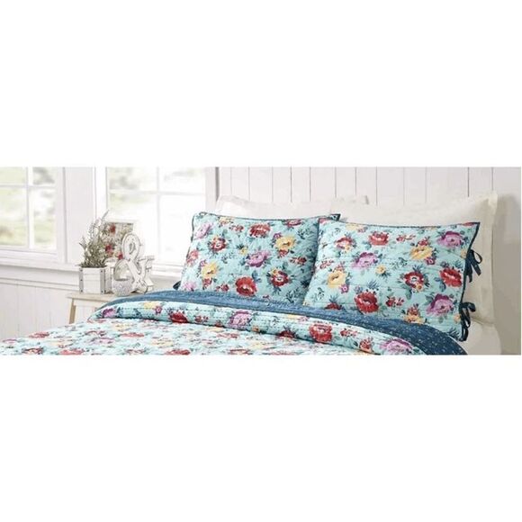 NEW The Pioneer Woman Multi-Color Sweet Romance Blossoms 2-Piece Poly Velvet Kin - Picture 2 of 3
